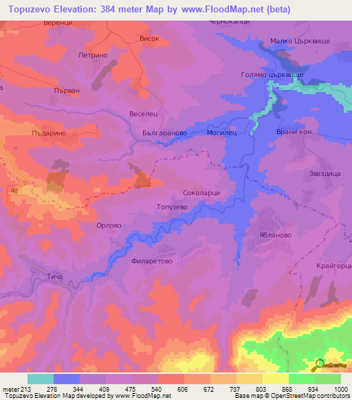 Topuzevo,Bulgaria Elevation Map