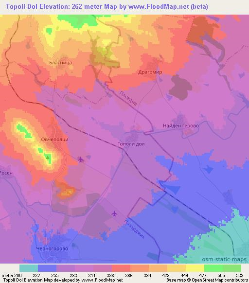 Topoli Dol,Bulgaria Elevation Map