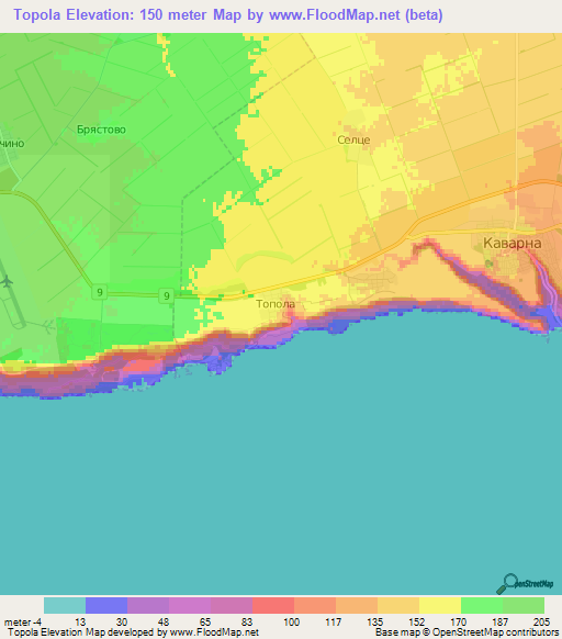 Topola,Bulgaria Elevation Map