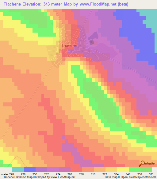 Tlachene,Bulgaria Elevation Map