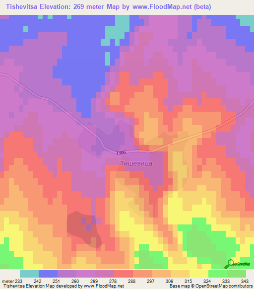 Tishevitsa,Bulgaria Elevation Map