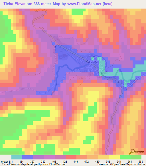 Ticha,Bulgaria Elevation Map