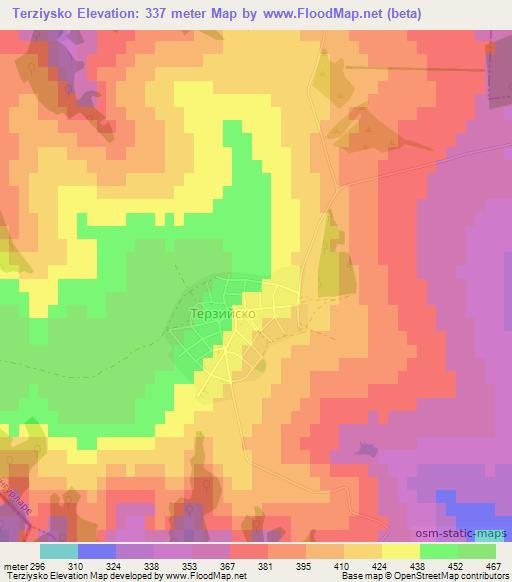 Terziysko,Bulgaria Elevation Map