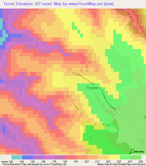 Tervel,Bulgaria Elevation Map