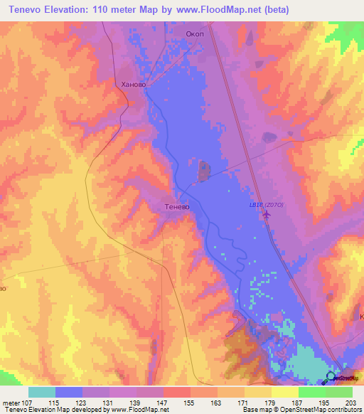 Tenevo,Bulgaria Elevation Map