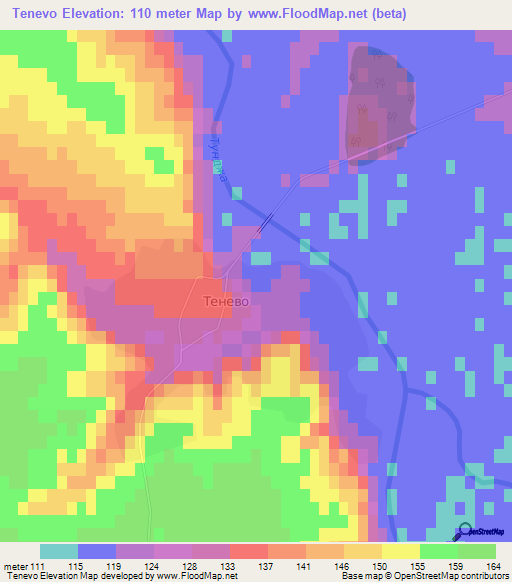 Tenevo,Bulgaria Elevation Map