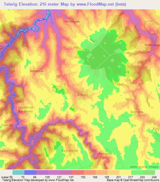 Telerig,Bulgaria Elevation Map