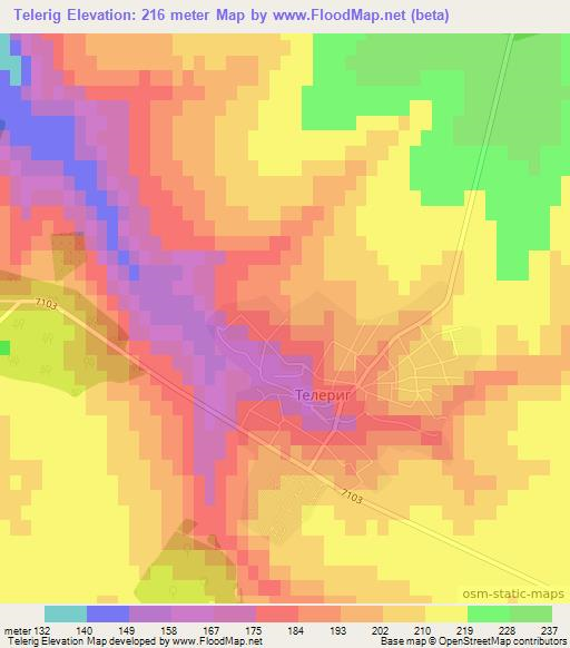 Telerig,Bulgaria Elevation Map