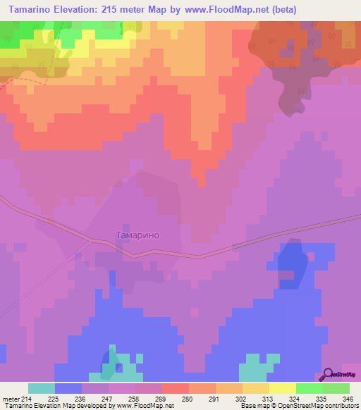 Tamarino,Bulgaria Elevation Map