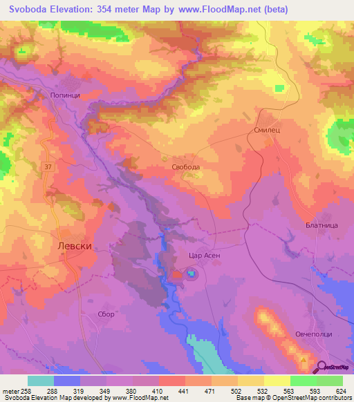 Svoboda,Bulgaria Elevation Map