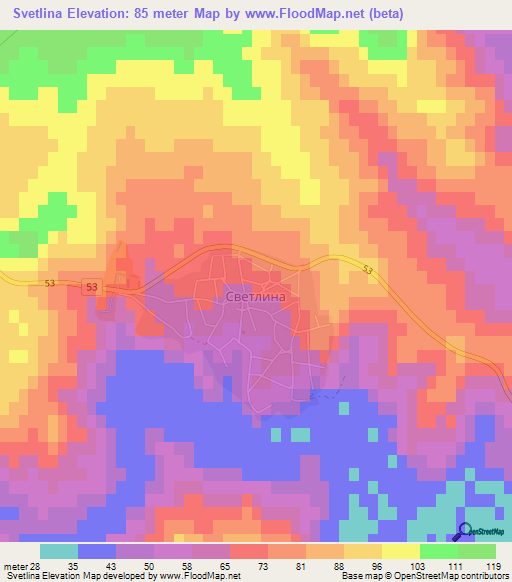 Svetlina,Bulgaria Elevation Map