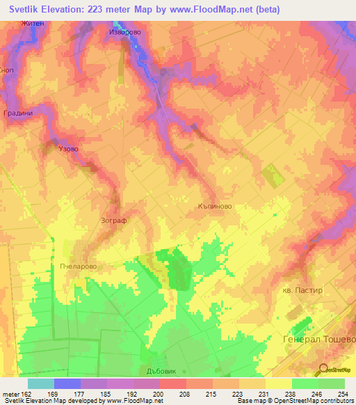 Svetlik,Bulgaria Elevation Map