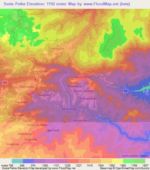 Sveta Petka,Bulgaria Elevation Map