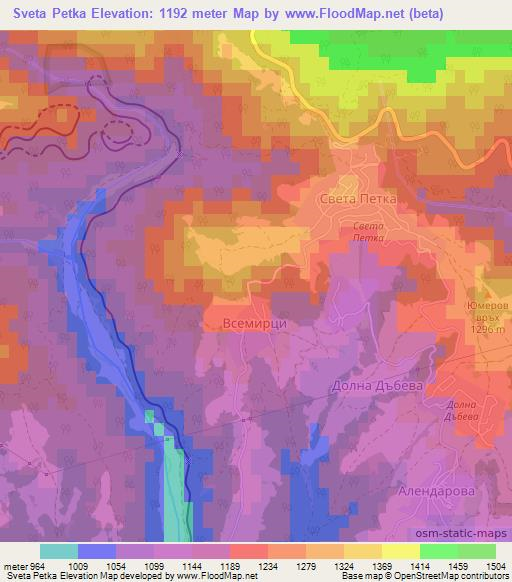 Sveta Petka,Bulgaria Elevation Map