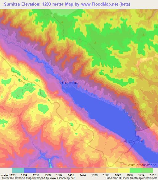 Surnitsa,Bulgaria Elevation Map