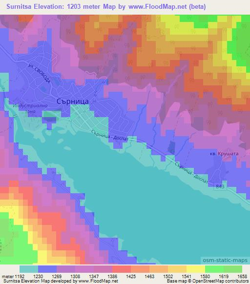 Surnitsa,Bulgaria Elevation Map