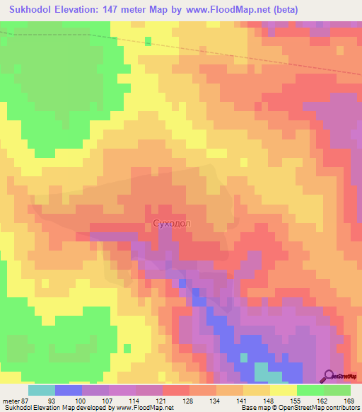 Sukhodol,Bulgaria Elevation Map