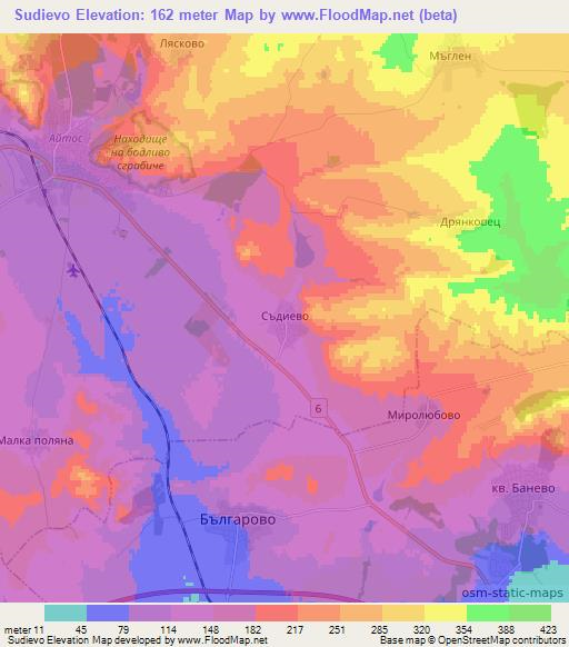 Sudievo,Bulgaria Elevation Map