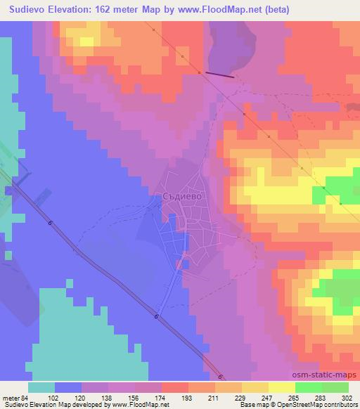 Sudievo,Bulgaria Elevation Map