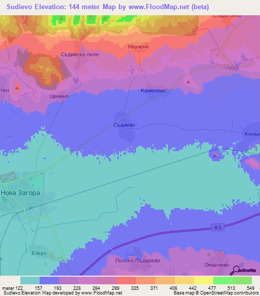 Sudievo,Bulgaria Elevation Map