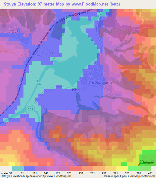 Struya,Bulgaria Elevation Map