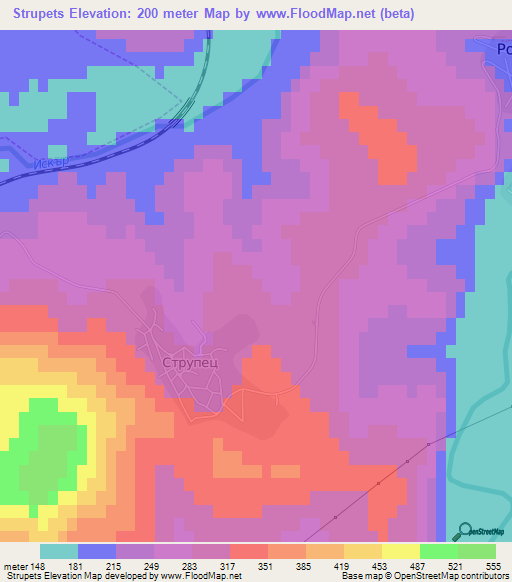 Strupets,Bulgaria Elevation Map