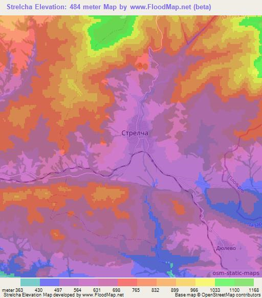 Strelcha,Bulgaria Elevation Map