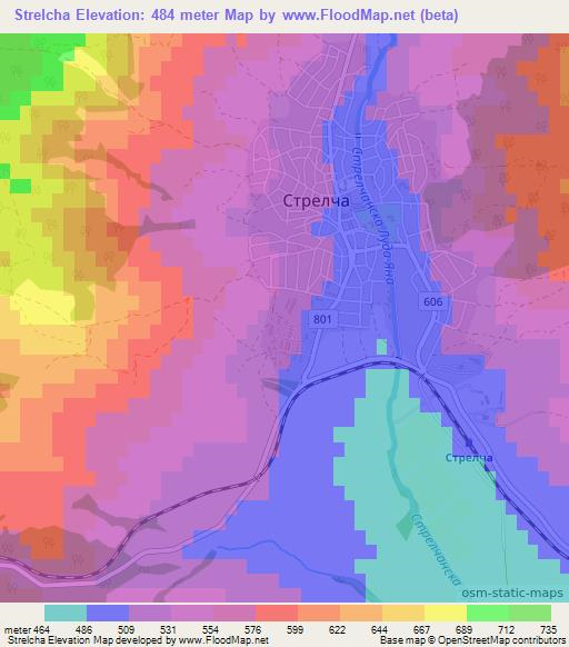 Strelcha,Bulgaria Elevation Map