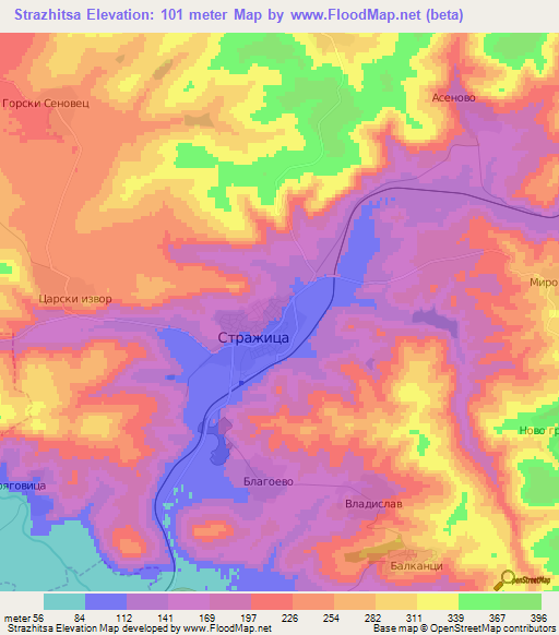 Strazhitsa,Bulgaria Elevation Map