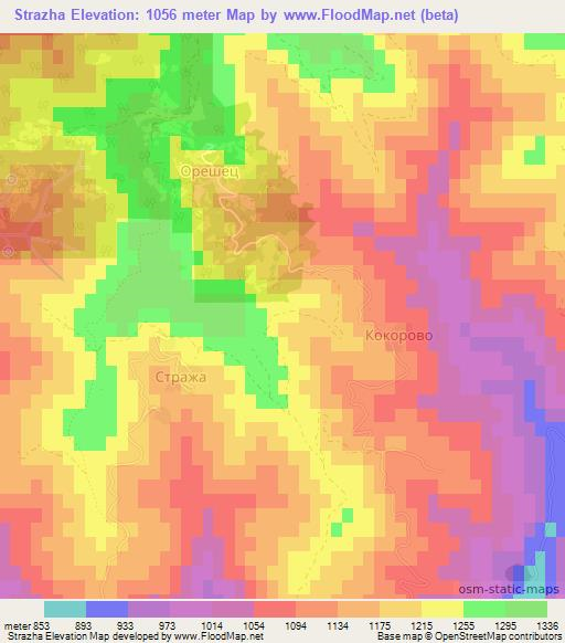 Strazha,Bulgaria Elevation Map