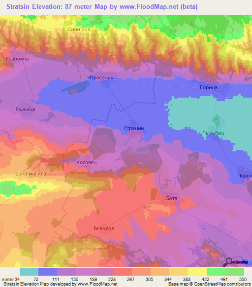 Stratsin,Bulgaria Elevation Map