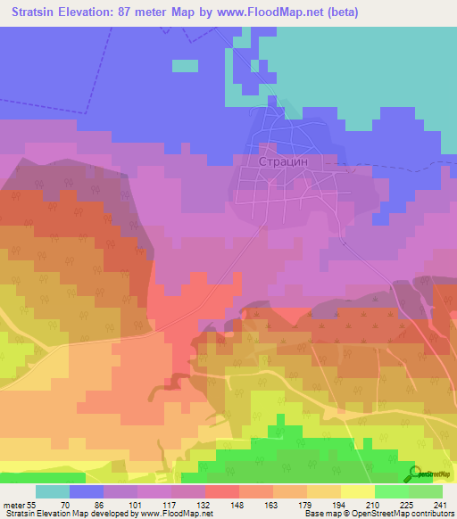 Stratsin,Bulgaria Elevation Map