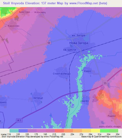 Stoil Voyvoda,Bulgaria Elevation Map