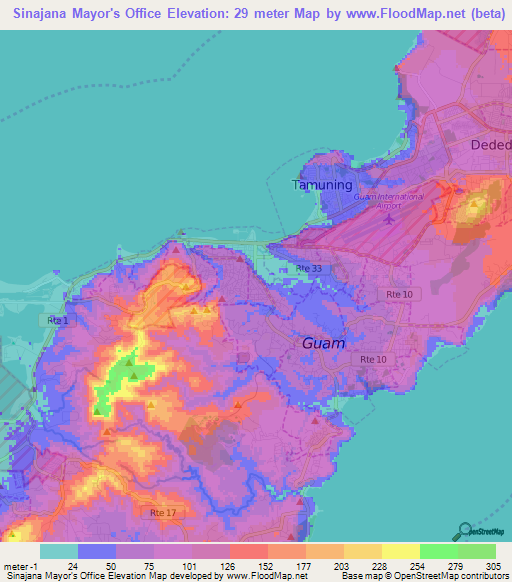 Elevation of Sinajana Mayor's Office,Guam Elevation Map, Topography ...