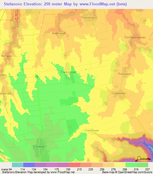 Stefanovo,Bulgaria Elevation Map