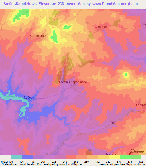 Stefan-Karadzhovo,Bulgaria Elevation Map