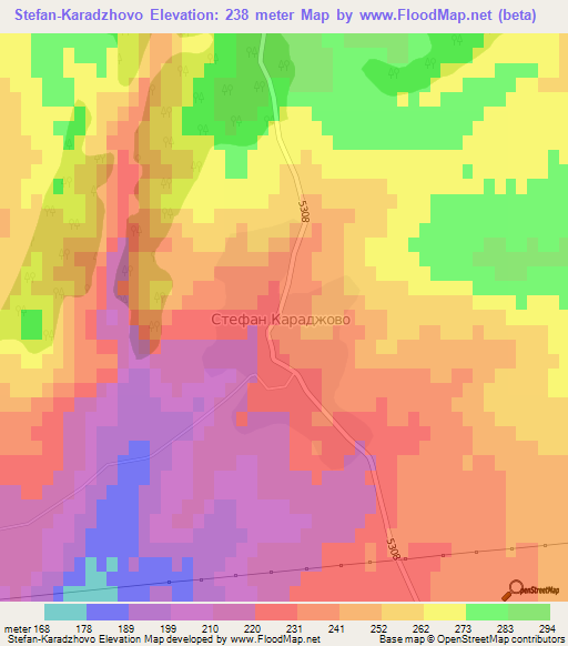 Stefan-Karadzhovo,Bulgaria Elevation Map