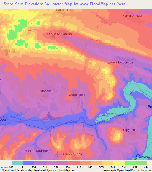 Staro Selo,Bulgaria Elevation Map