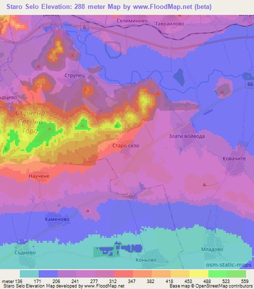 Staro Selo,Bulgaria Elevation Map