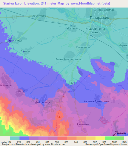 Stariya Izvor,Bulgaria Elevation Map