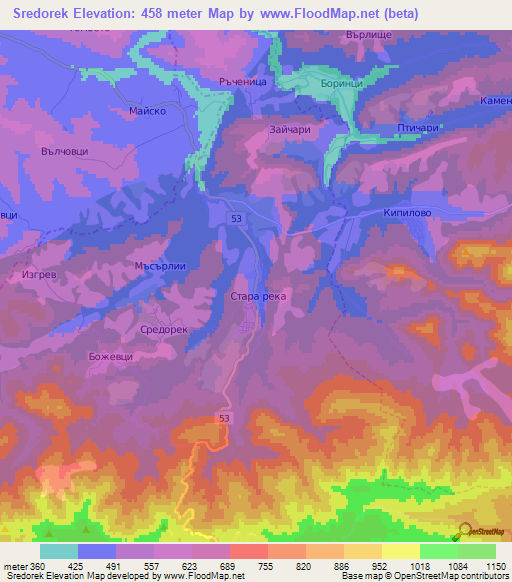 Sredorek,Bulgaria Elevation Map