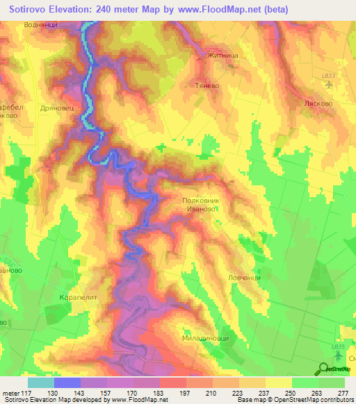 Sotirovo,Bulgaria Elevation Map