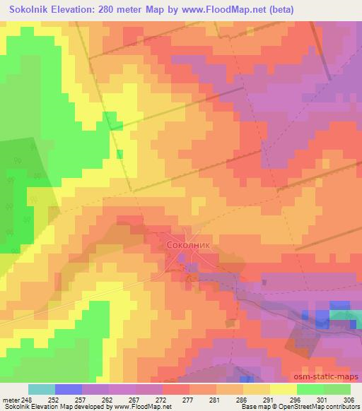 Sokolnik,Bulgaria Elevation Map