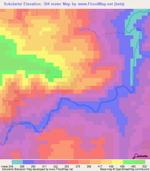 Sokolartsi,Bulgaria Elevation Map