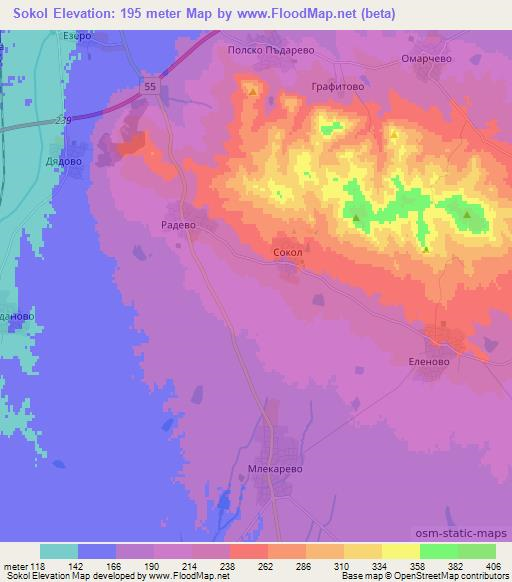 Sokol,Bulgaria Elevation Map