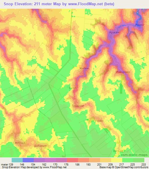 Snop,Bulgaria Elevation Map