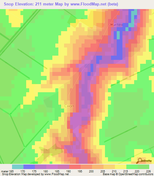 Snop,Bulgaria Elevation Map