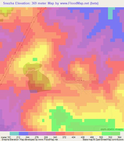 Snezha,Bulgaria Elevation Map