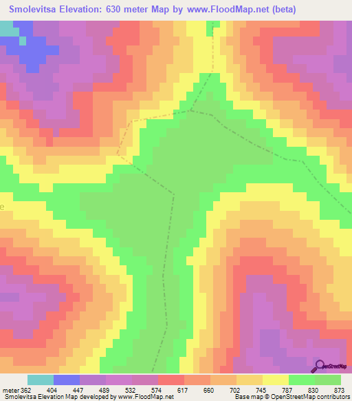 Smolevitsa,Bulgaria Elevation Map