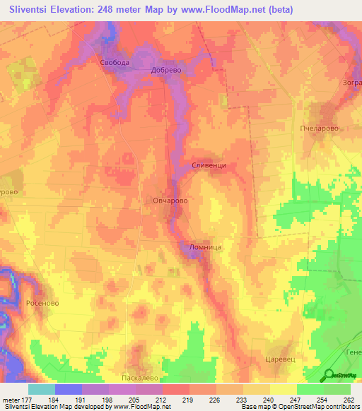 Sliventsi,Bulgaria Elevation Map